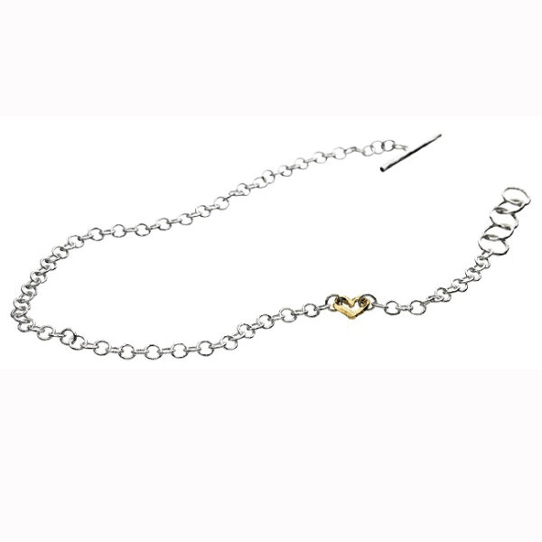 Sandberg Halsband Ringo Mini hjärta Silver/ 18k guld. 46 cm - Bild 2