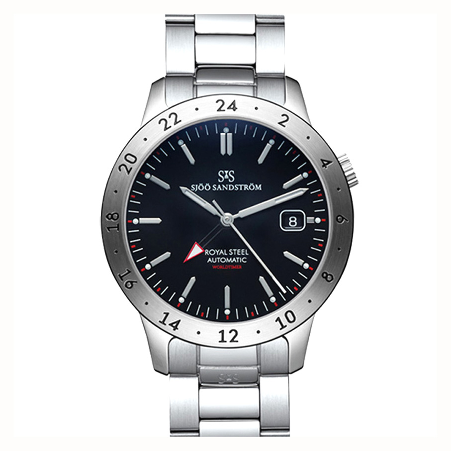 Sj Sandstr m Royal Steel World Timer 41 mm Black August
