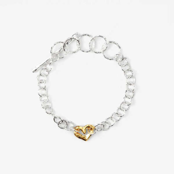 Sandberg Armband Ringo Mini Hjärta Silver/18 k guld. 19,5 cm
