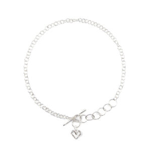 Sandberg Halsband Ringo Mini Öppet Hjärta, Silver. 46 cm