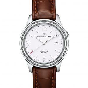 Sjöö Sandström Royal Steel Classic 41mm Vit tavla, alligator.