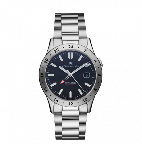Sjöö Sandström Royal Steel World Timer 36 mm Black