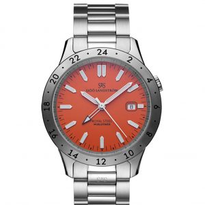 Sjöö Sandström Royal Steel World Timer 41 mm Orange. Beställningsvara