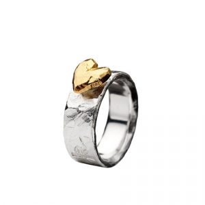Sandberg Ring - Ringo Hjärta ring bred. Silver/ 18k guld