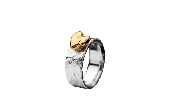 Sandberg Ring - Ringo Hjärta ring bred. Silver/ 18k guld