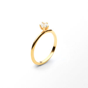 Sandberg Poppy, solitär - Ring i 18K gult guld med 0,25ct diamant, 2,0 mm.