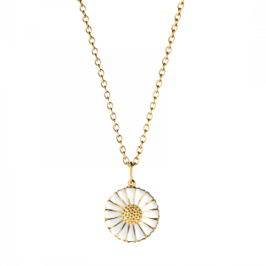 Georg Jensen DAISY hänge 18 kt. förgyllt silver, Vit emalj 18 mm