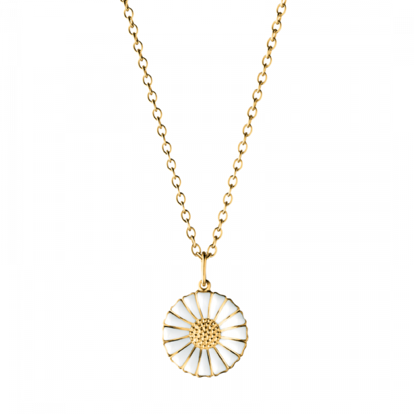 Georg Jensen DAISY hänge 18 kt. förgyllt silver, Vit emalj 18 mm