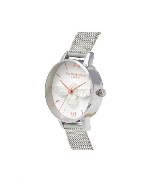 Olivia Burton 3D Bee Rose Gold & Silver Mesh 30 mm - Bild 3