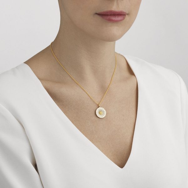 Georg Jensen DAISY hänge 18 kt. förgyllt silver, Vit emalj 18 mm - Bild 2