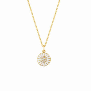 Georg Jensen DAISY Halsband förgyllt silver, Vit emalj/ Diamanter - 11 mm