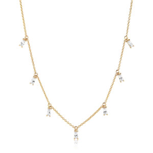 Sif Jakobs Halsband Princess Baguette - 18 Kt. Guldpläterad Zirkonia