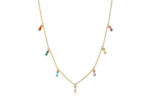 Sif Jakobs Halsband Princess Baguette - 18 Kt. Guldpläterad Med Multicolor Zirkonia