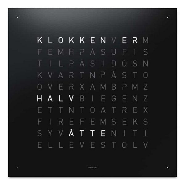Qlocktwo - Black Pepper 45*45 cm. Svart stål