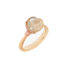 Ole Lynggaard Lotusring i 18K guld med rutilkvarts Modell nr 1. 1 exemplar. STL. 53