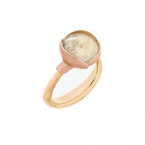 Ole Lynggaard Lotusring i 18K guld med rutilkvarts Modell nr 2. 1 exemplar. STL. 54