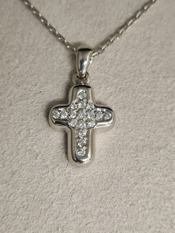 Kors i 18 k vitguld & Diamanter. Totalt 0,24 ct - Bild 2