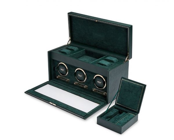 Wolf British Racing Green 3 Piece Watch Winder