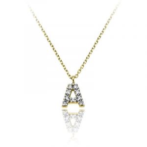 Chimento - Bokstavshalsband 18 k guld med diamanter