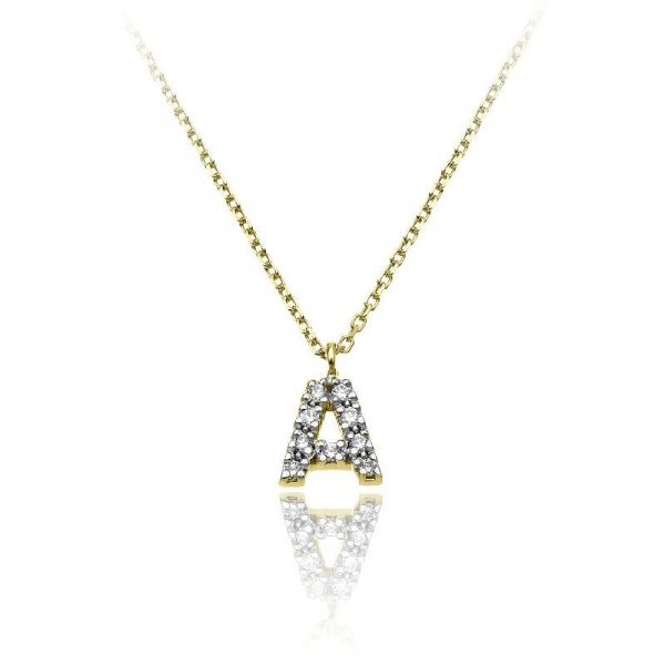 Chimento - Bokstavshalsband 18 k guld med diamanter