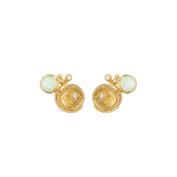 Ole Lynggaard Lotus Studs Earring. Rutil + Opal