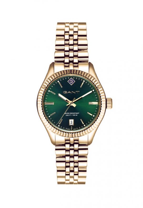 Gant Sussex  Guldpvd Grön tavla - 34 mm