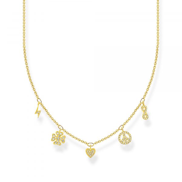 Thomas Sabo Halsband med symboler Förgyllt silver. 1 ex