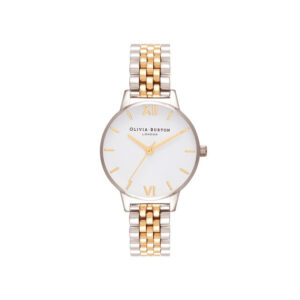 Olivia Burton Midi Dial White Dial Rose & Silver Bracelet Watch