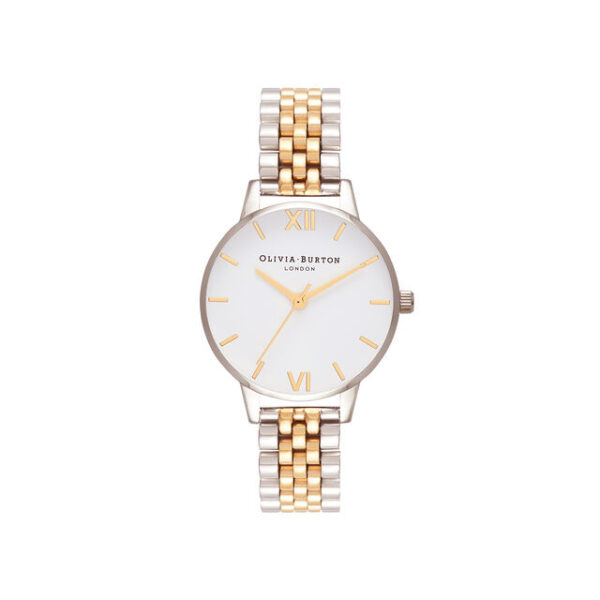 Olivia Burton Midi Dial White Dial Rose & Silver Bracelet Watch