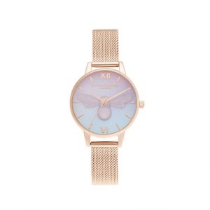 Olivia Burton Sweet Bee Midi Rose Gold Mesh Watch 30 mm