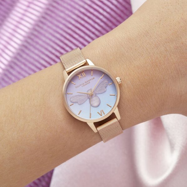 Olivia Burton Sweet Bee Midi Rose Gold Mesh Watch 30 mm - Bild 3