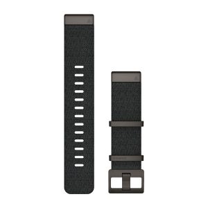 QuickFit® 22-klockarmband Armband i jacquardvävd nylon svart melerat