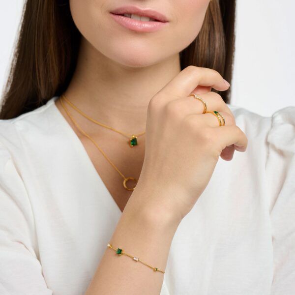 Thomas Sabo Armband Gröna och vita stenar guldf.. 1 ex - Bild 2