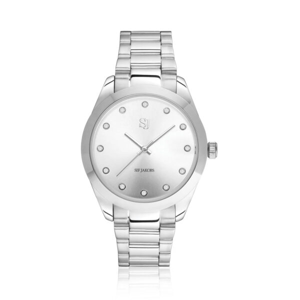Sif Jakobs klocka Joelle - stål med silver urtavla och vita zirkoner. 32 mm
