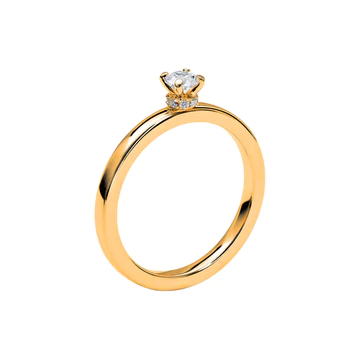 Schalins LOVE 13 - Smal enstensring med Halo ring 18k. 0.24 ct Diamanter - Svagt välvd