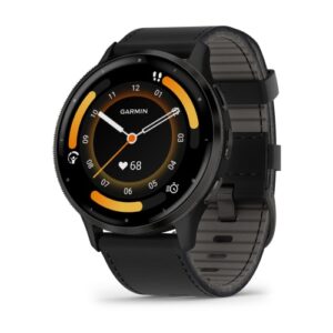 Garmin Venu 3 . 45 mm- Svart boett och svart läderband/gummi
