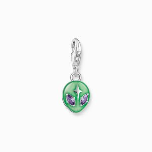 Thomas Sabo Charms berlock: Alienhuvud med emalj och stenar. Silver