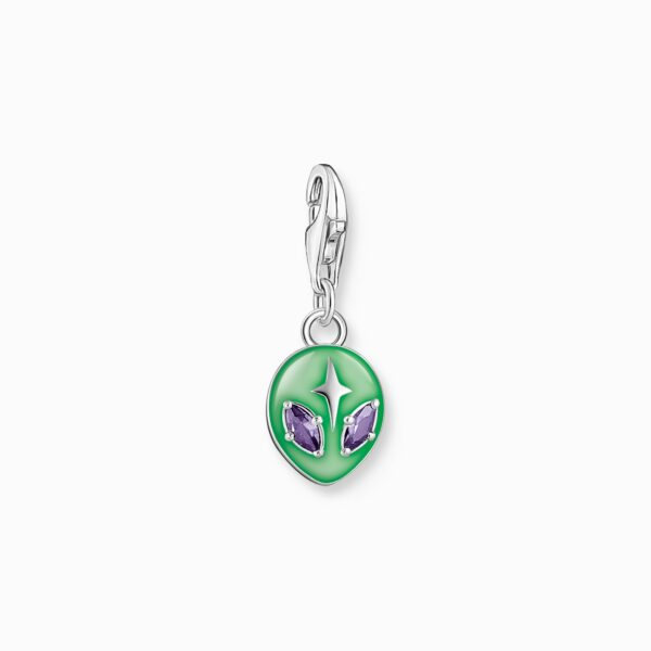 Thomas Sabo Charms berlock: Alienhuvud med emalj och stenar. Silver