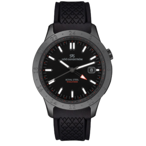 Sjöö Sandström Royal Steel World Timer 41 mm Blacksteel.