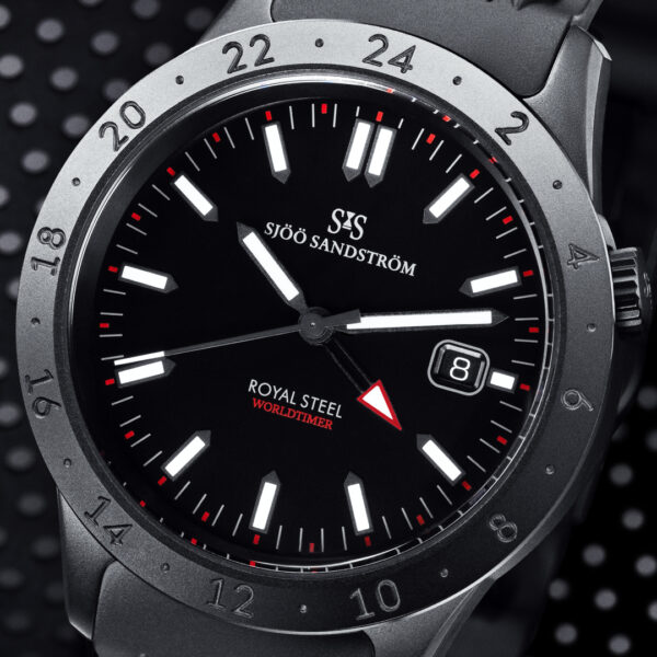Sjöö Sandström Royal Steel World Timer 41 mm Blacksteel. - Bild 5