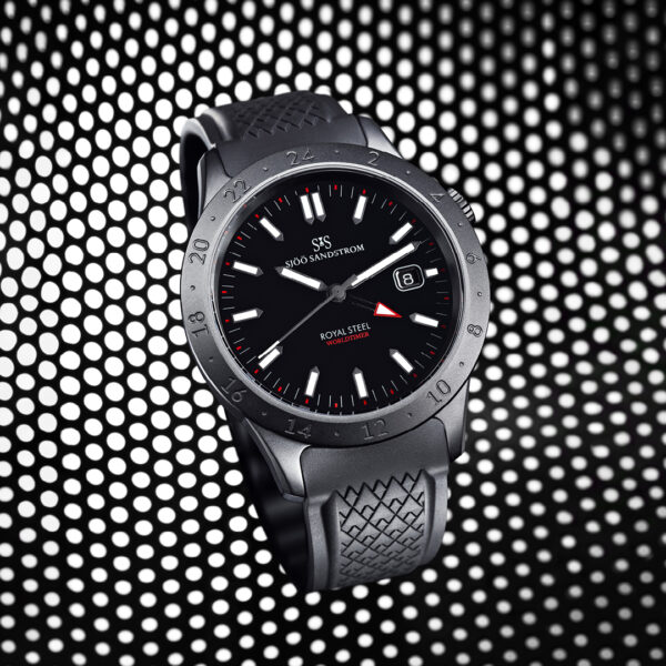 Sjöö Sandström Royal Steel World Timer 41 mm Blacksteel. - Bild 4