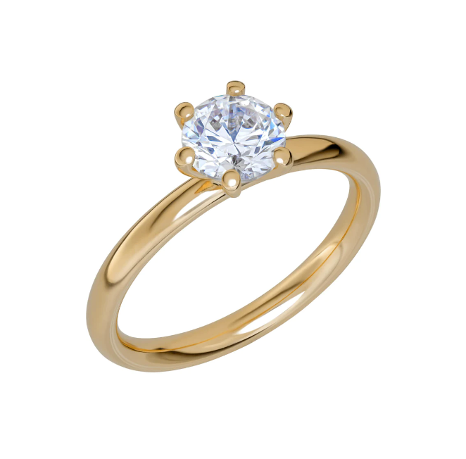 Schalins Glow - Smal enstensring 18k. 1,0 ct Diamant - Svagt välvd