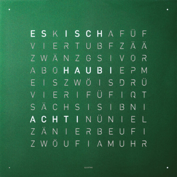 Qlocktwo - Green Velvet 45*45 cm. Grön sammet. Beställningsvara
