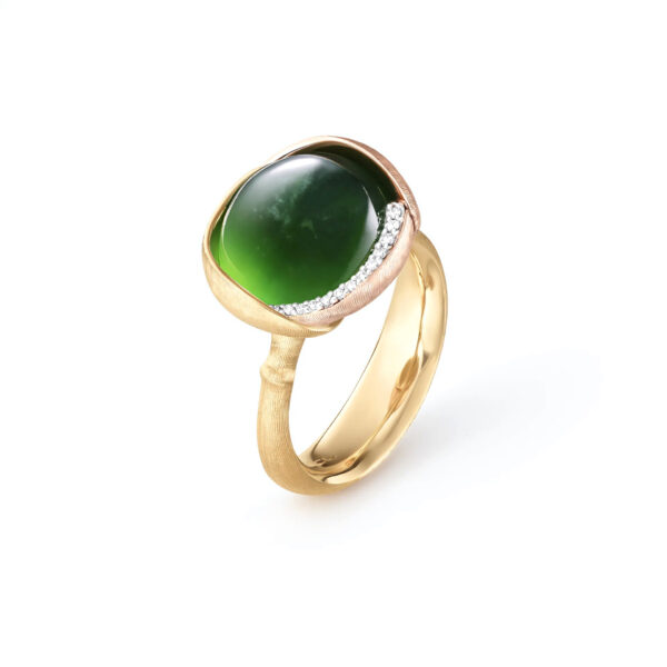Ole Lynggaard Lotus ring i 18K guld med Serpentin och diamanter Modell nr 3. STL. 53