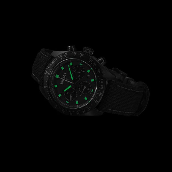 Seiko Prospex Speedtimer 41 mm 100M. Black Steel. Night Vision - 1 exemplar - Bild 2