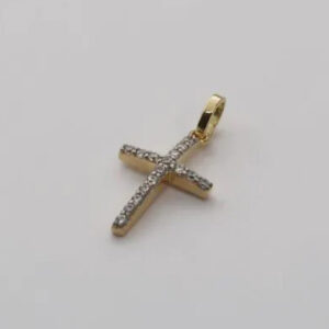 Guld 18k - Kors  19*11 mm med Cubic Zirkoner