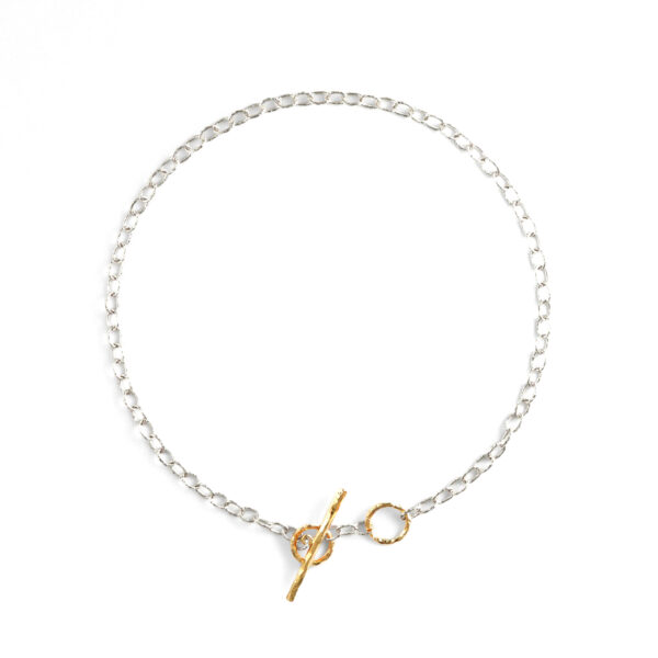 Sandberg Halsband Pinnlåskedja Silver/18 k 42-50-70/90 cm