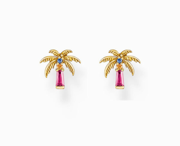 Thomas Sabo stiftörhänge palm med färgglada stenar, pläterat. sista ex