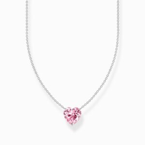 Thomas Sabo Halsband - Rosa zirkonia hjärtformad, silver.