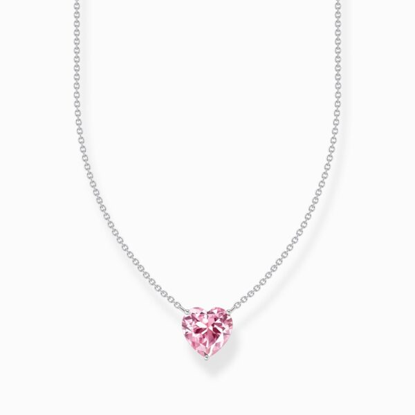 Thomas Sabo Halsband - Rosa zirkonia hjärtformad, silver.